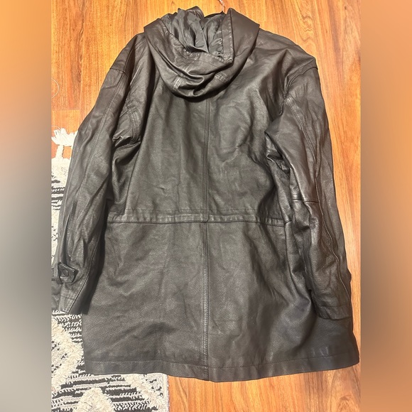 #51 WILSON LEATHER BLACK HEAVY DUTY HOODED PADDED LEATHER JACKET MEN SIZE XL - Picture 8 of 9